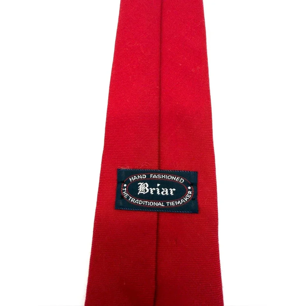 Vintage Briar Tie Red Wool Woven In Scotland Hollis Huntsville Embroidered Logo